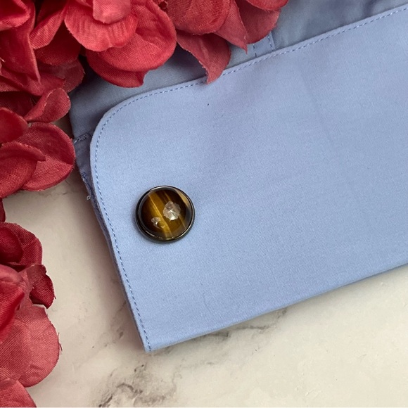 Elegant Round Brown & Gold Striped Tiger’s Eye Cufflinks - Picture 12 of 17